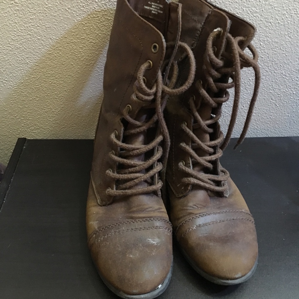 Target brand brown lace up boots